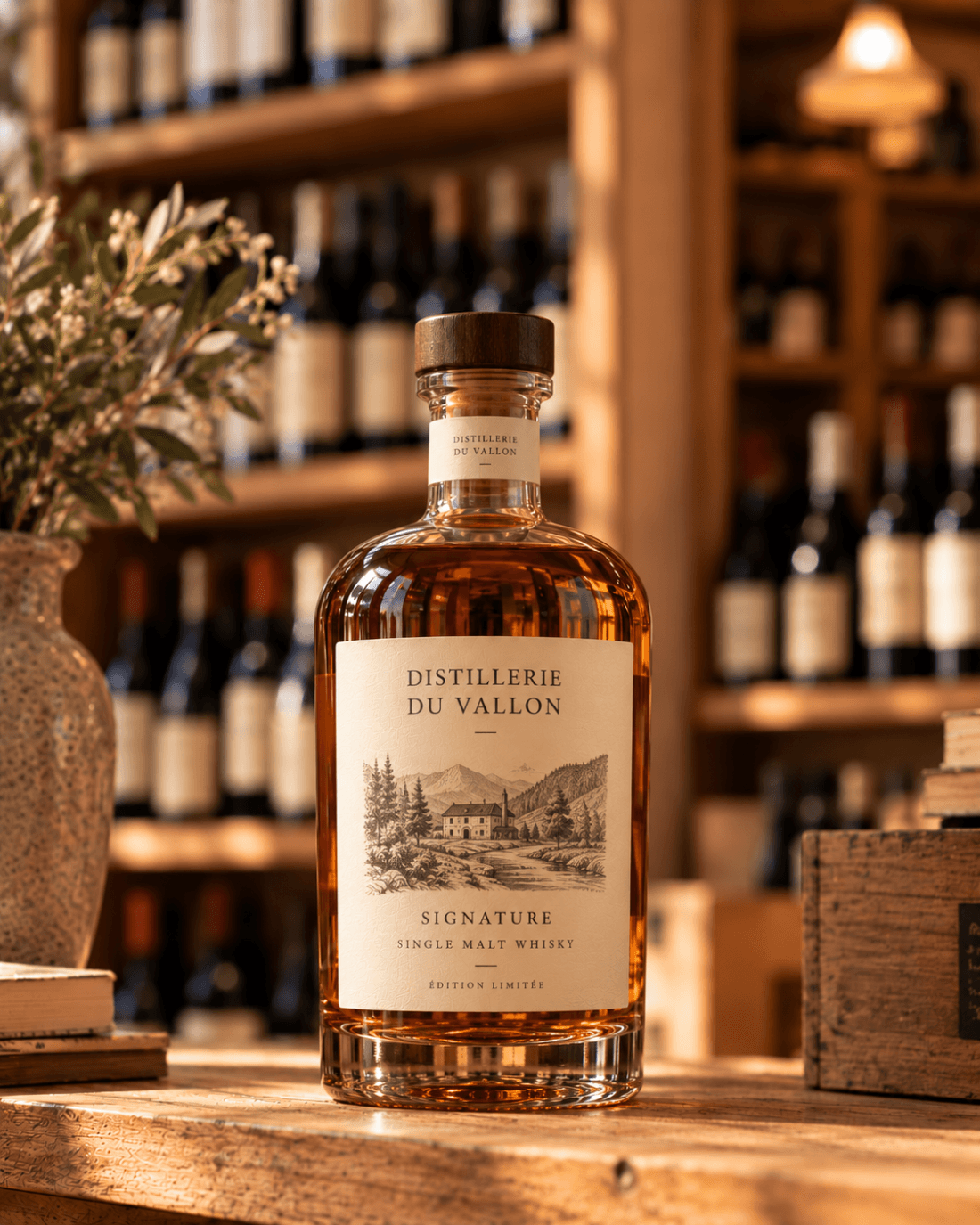 Bottle of Distillerie du Vallon « Signature » single malt whisky