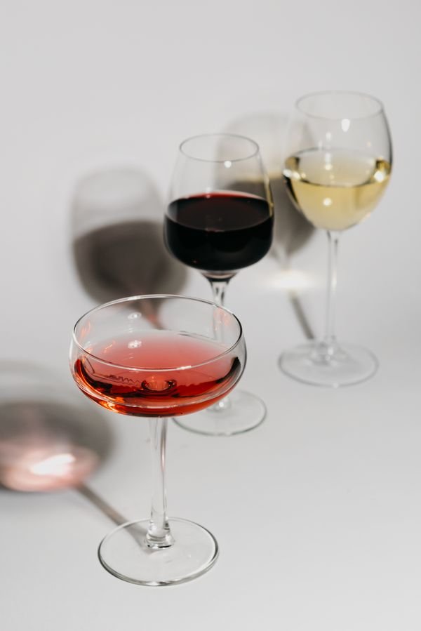 Instagram post: glasses of red and white wine during a tasting